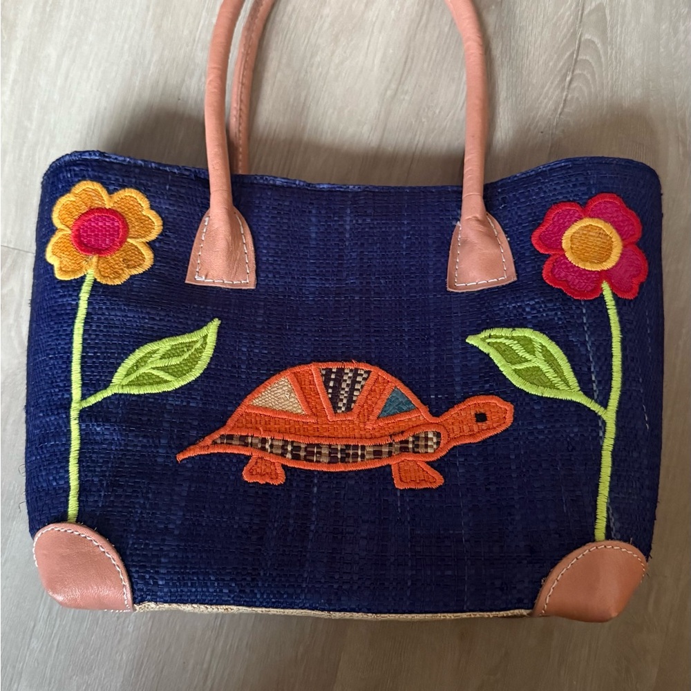 Colorful Turtle Embroidered Women's Bag